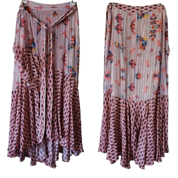 Bhanuni By Jyoti Anthropologie Casablanca Maxi Skirt Floral Prairie Patchwork - Picture 4 of 8